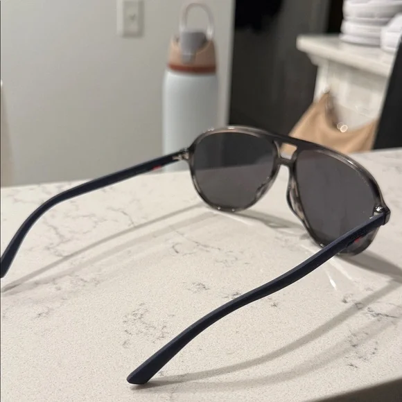 Gucci Gray and Navy Aviator Sunglasses